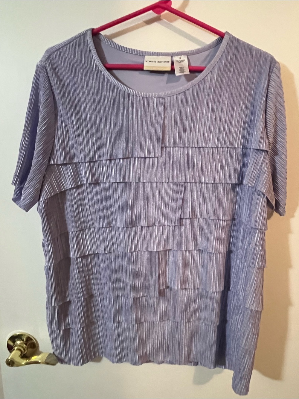 Alfred Dunner 1X Lavender Short-Sleeve Tiered Textured Top